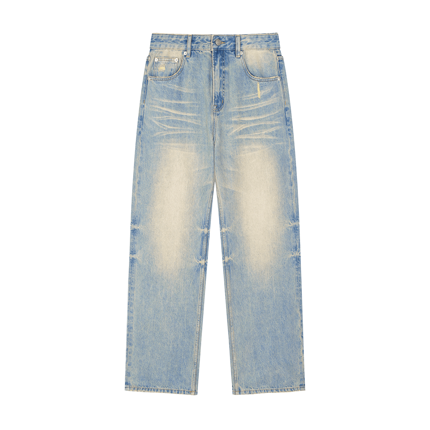 BEESMOOVE v1 Sun Fade Raw Hem Denim Jeans - Beesmoove