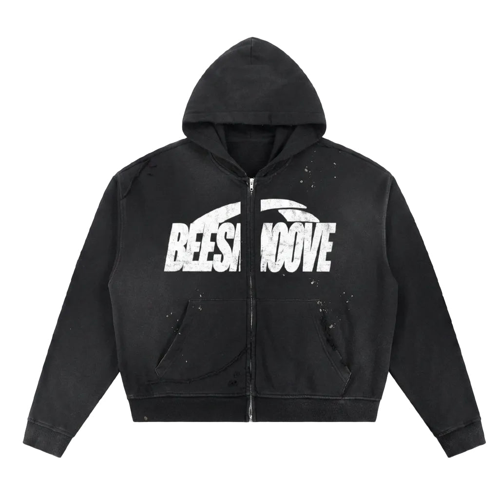 BEESMOOVE: VAULT EDITION Raw Edge Fleece Zip Hoodie - Beesmoove