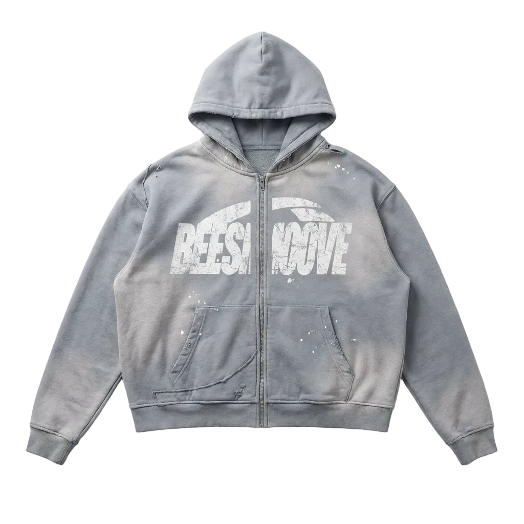 BEESMOOVE: VAULT EDITION Raw Edge Fleece Zip Hoodie - Beesmoove