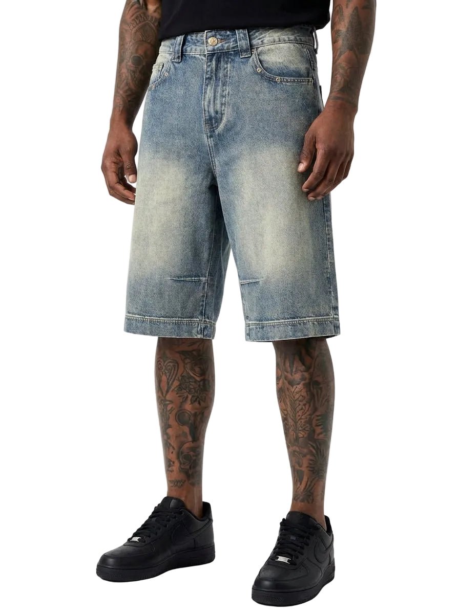 BEESMOOVE Vintage Wash Baggy Denim Shorts - Beesmoove