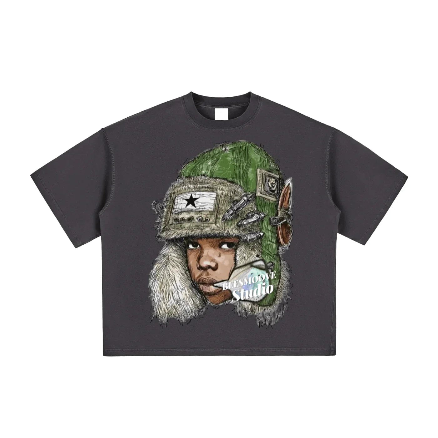 BEESMOOVE War Ready Vintage Washed Boxy T-Shirt - Beesmoove