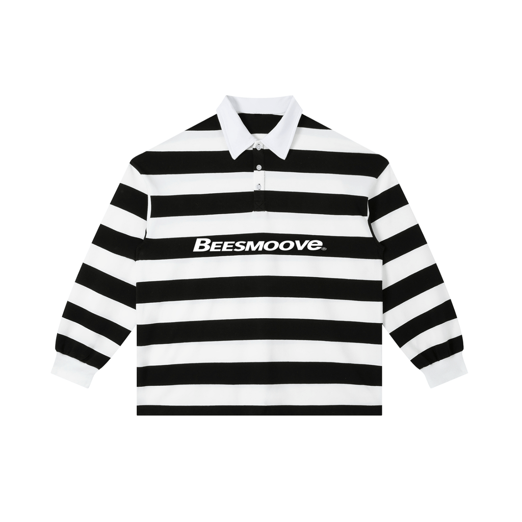 BEESMOOVE White Color Block Stripe Polo Shirt - Beesmoove