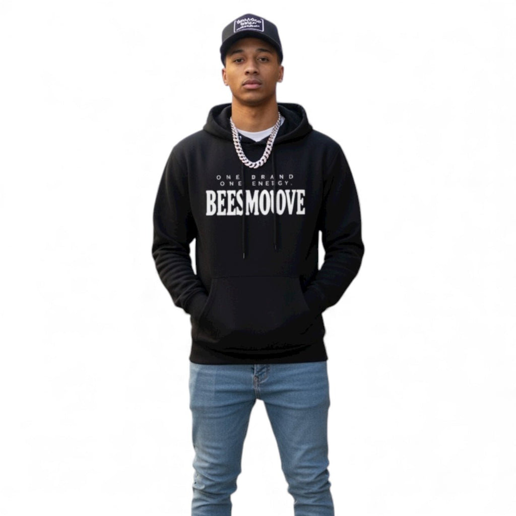 BEESMOOVE White logo One Brand One Energy Heavyweight Cotton Hoodie - Beesmoove