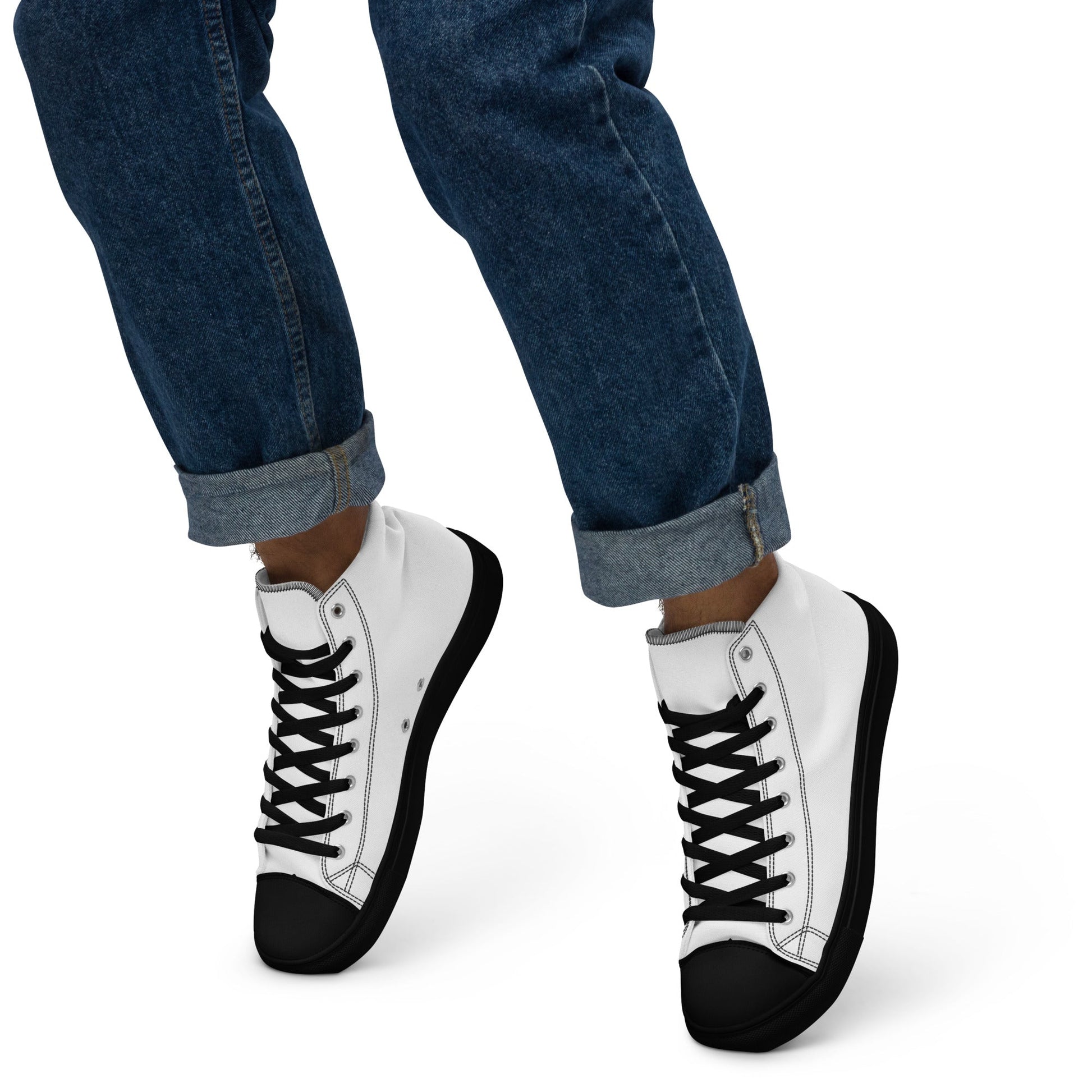 Beesmoove white Men’s high top canvas shoes - Beesmoove