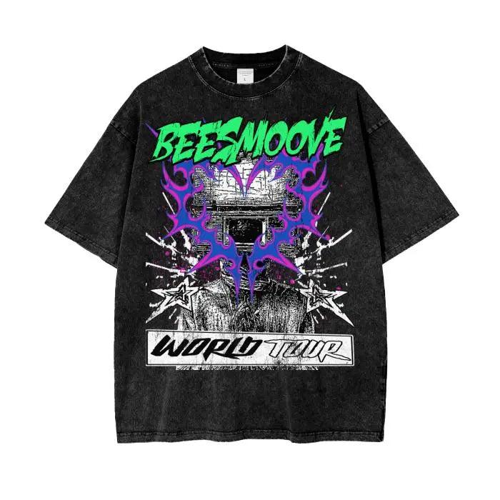 Beesmoove World Tour Oversize Snow Washed T-Shirt - Beesmoove