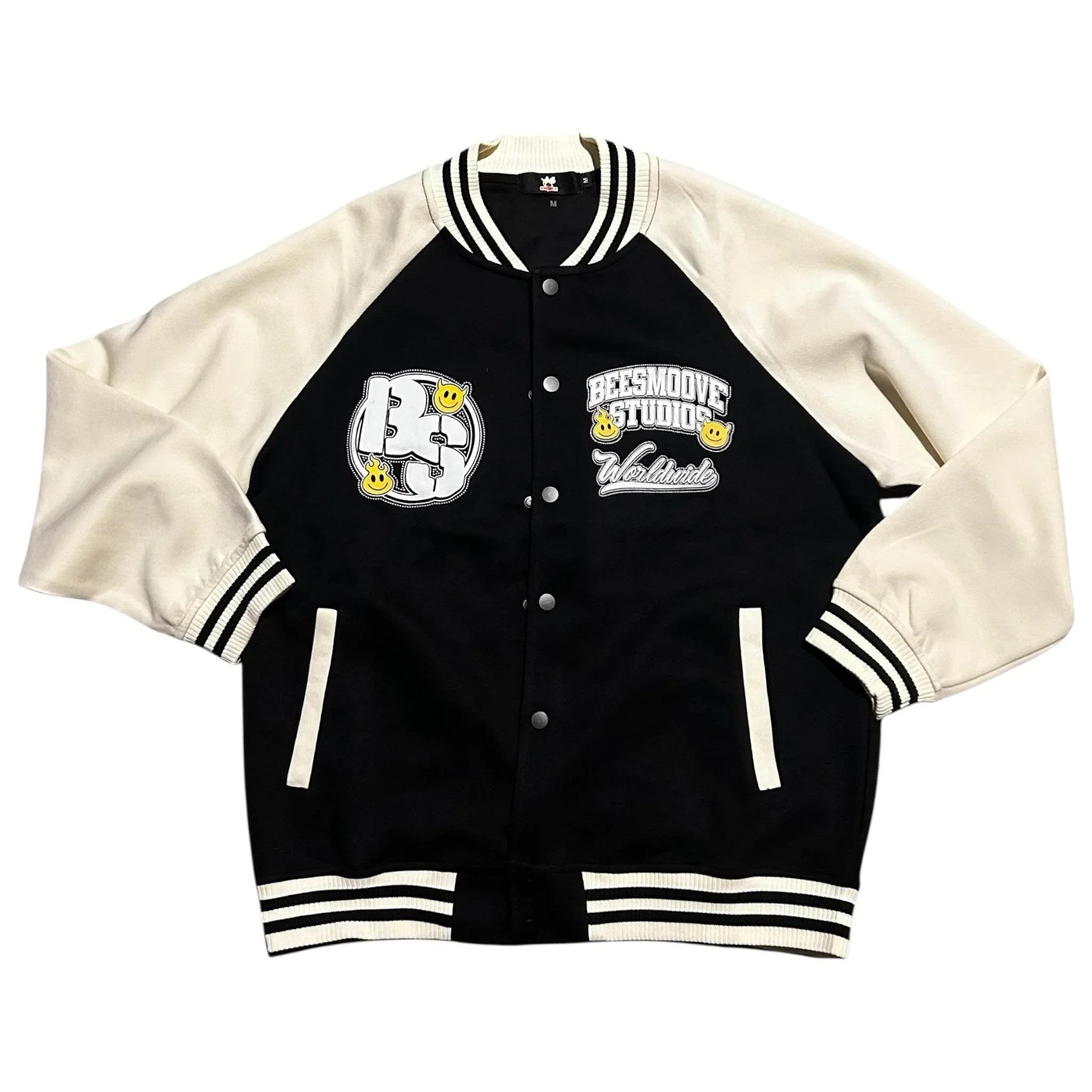 BEESMOOVE Worldwide Global Tone Raglan Sleeve Varsity Jacket - Beesmoove