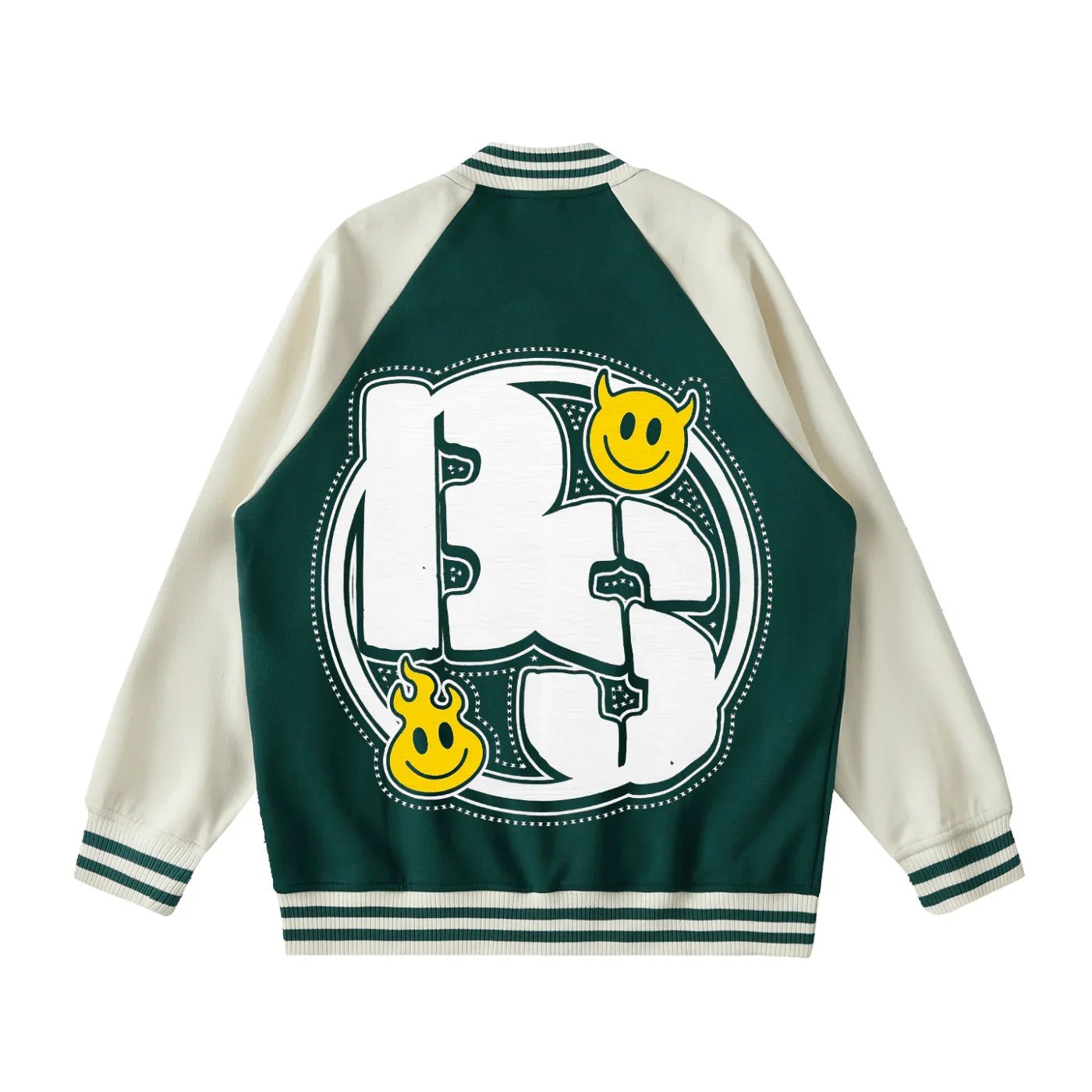 BEESMOOVE Worldwide Global Tone Raglan Sleeve Varsity Jacket - Beesmoove