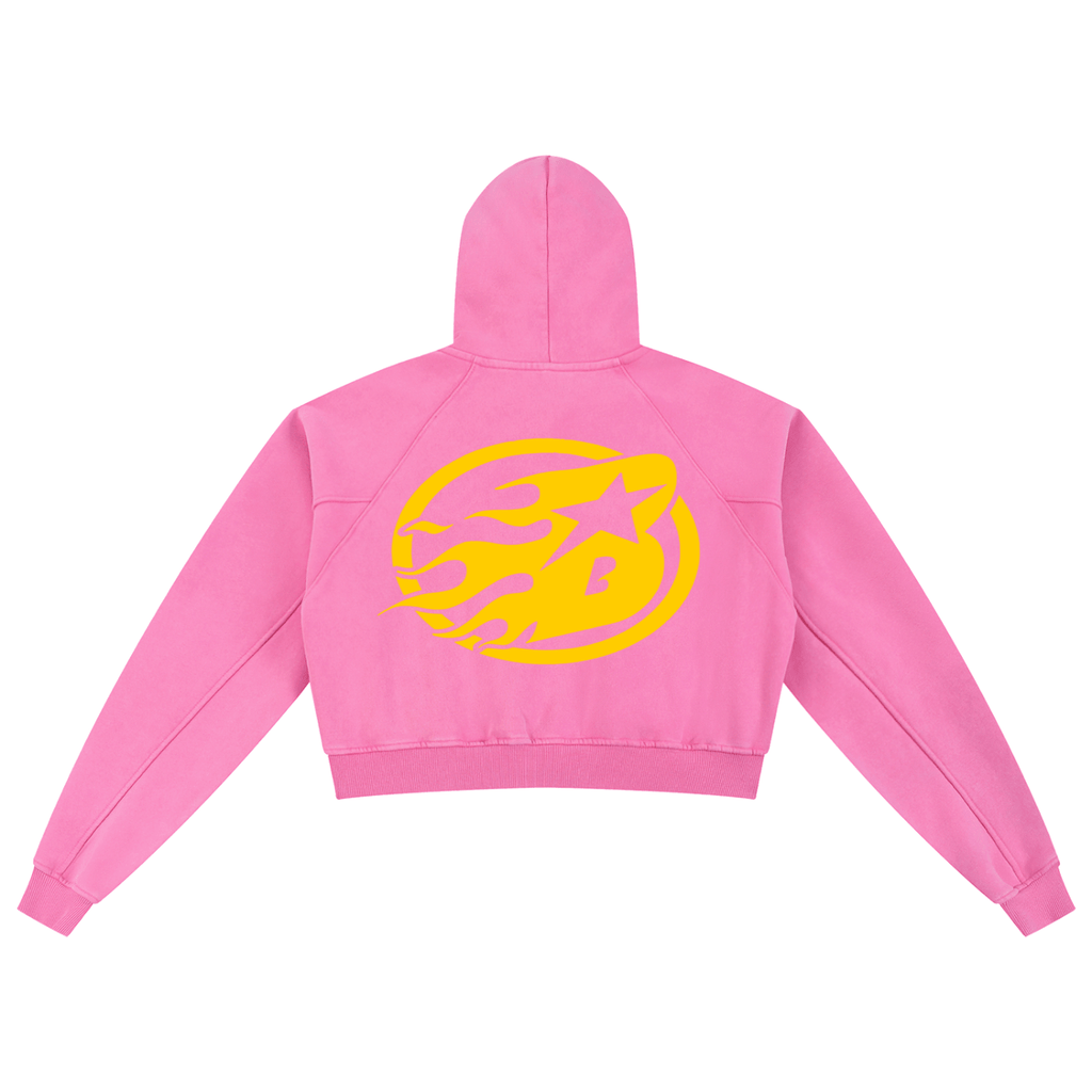 BEESMOOVE Yellow Hotwire Washed Cropped Hoodie - Beesmoove