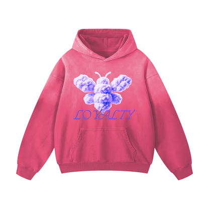 Beesmoove purple loyalty Heavyweight Pure Cotton Handcrafted Monkey Wash Drop Shoulder Oversized Hoodie - Beesmoove  Beesmoove Pink-2XL 80.00