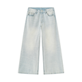 Beesmoove Men's Vintage Wash Wide Leg Denim Jeans