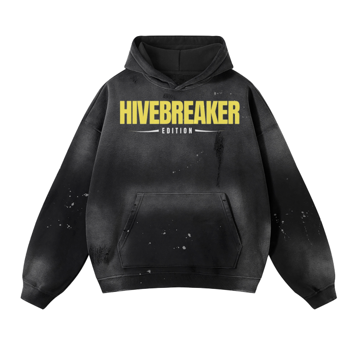 Beesmoove hivebreaker unbound edition Vintage Wash Frayed Fleece Hoodie - 360 GSM - Beesmoove Hoodie Beesmoove Black-2XL 258.97