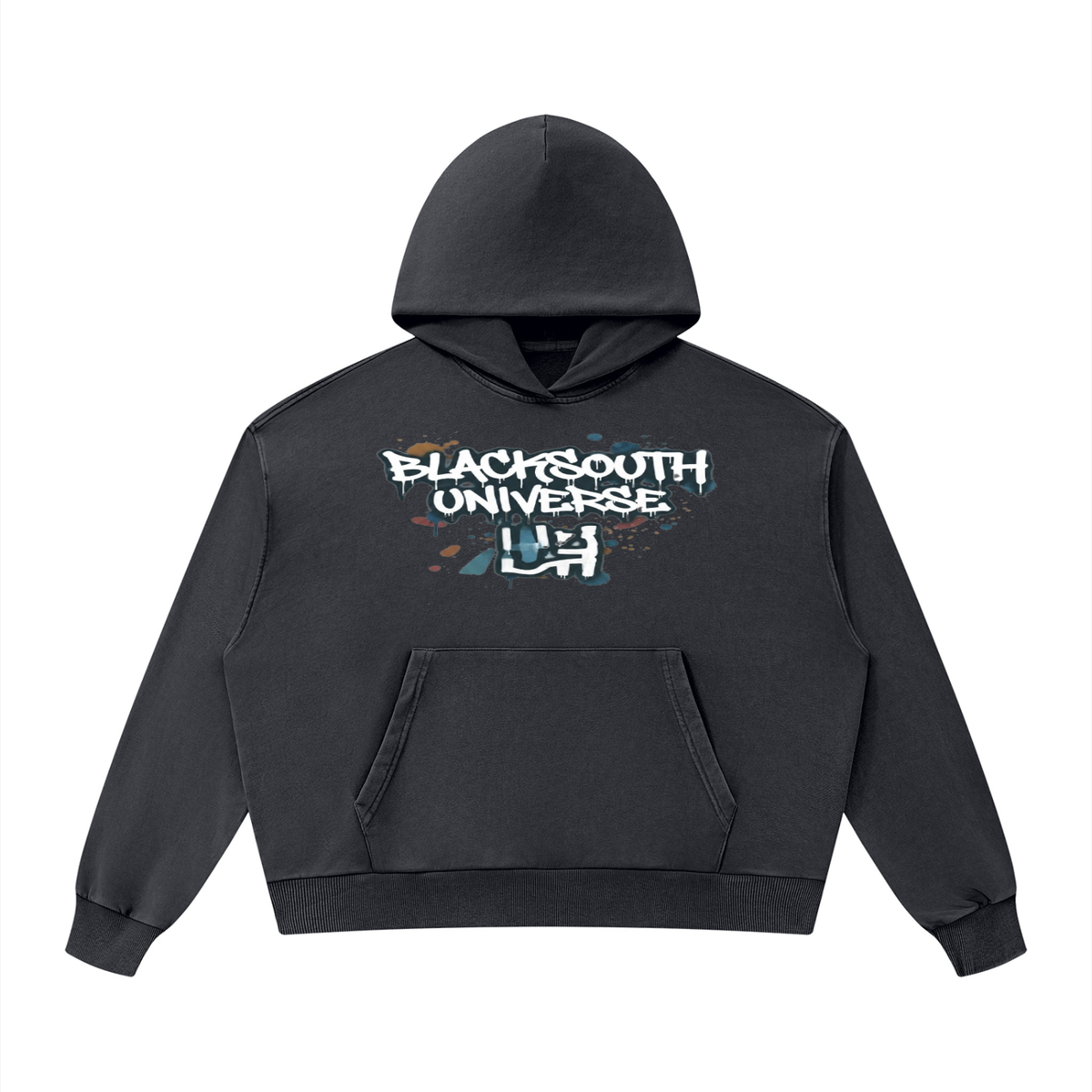 BEESMOOVE BlackSouth art of war Mineral Wash Boxy Hoodie