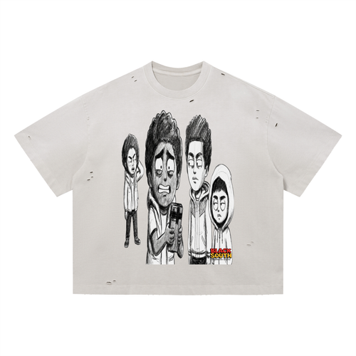 BEESMOOVE BLACKSOUTH: Raw Edition Boxy Oversized T-Shirt