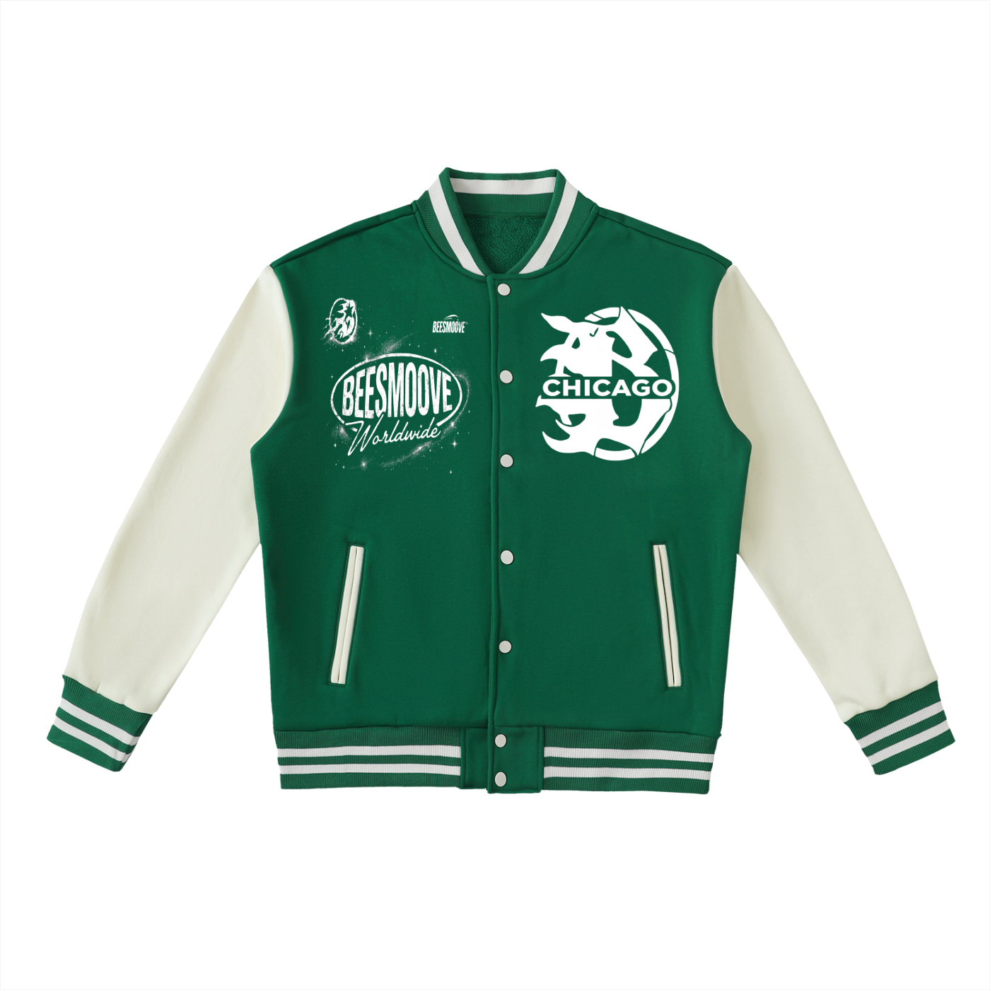 Beesmoove Two-Tone Fleeced Varsity Jacket