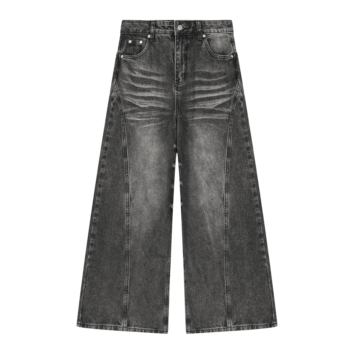 Beesmoove Women’s Vintage Wash Wide Leg Denim Jeans