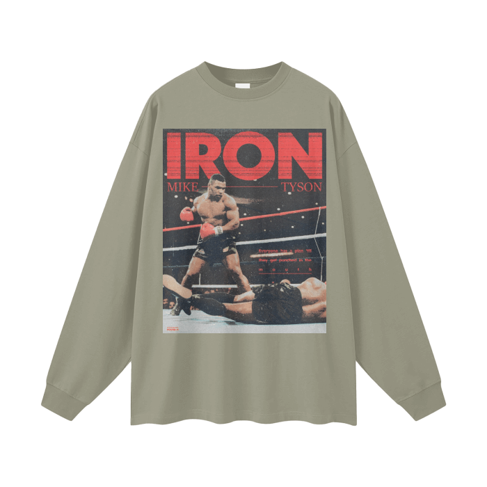 Beesmoove Iron Tyson Long Sleeve Tee - Beesmoove ODMPOD  44.98 Gray-Green-XL