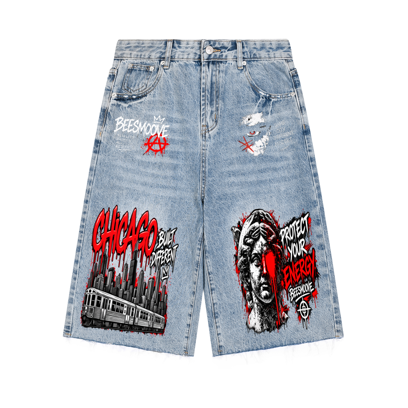 Beesmoove protect your energy Wide Leg Denim Shorts