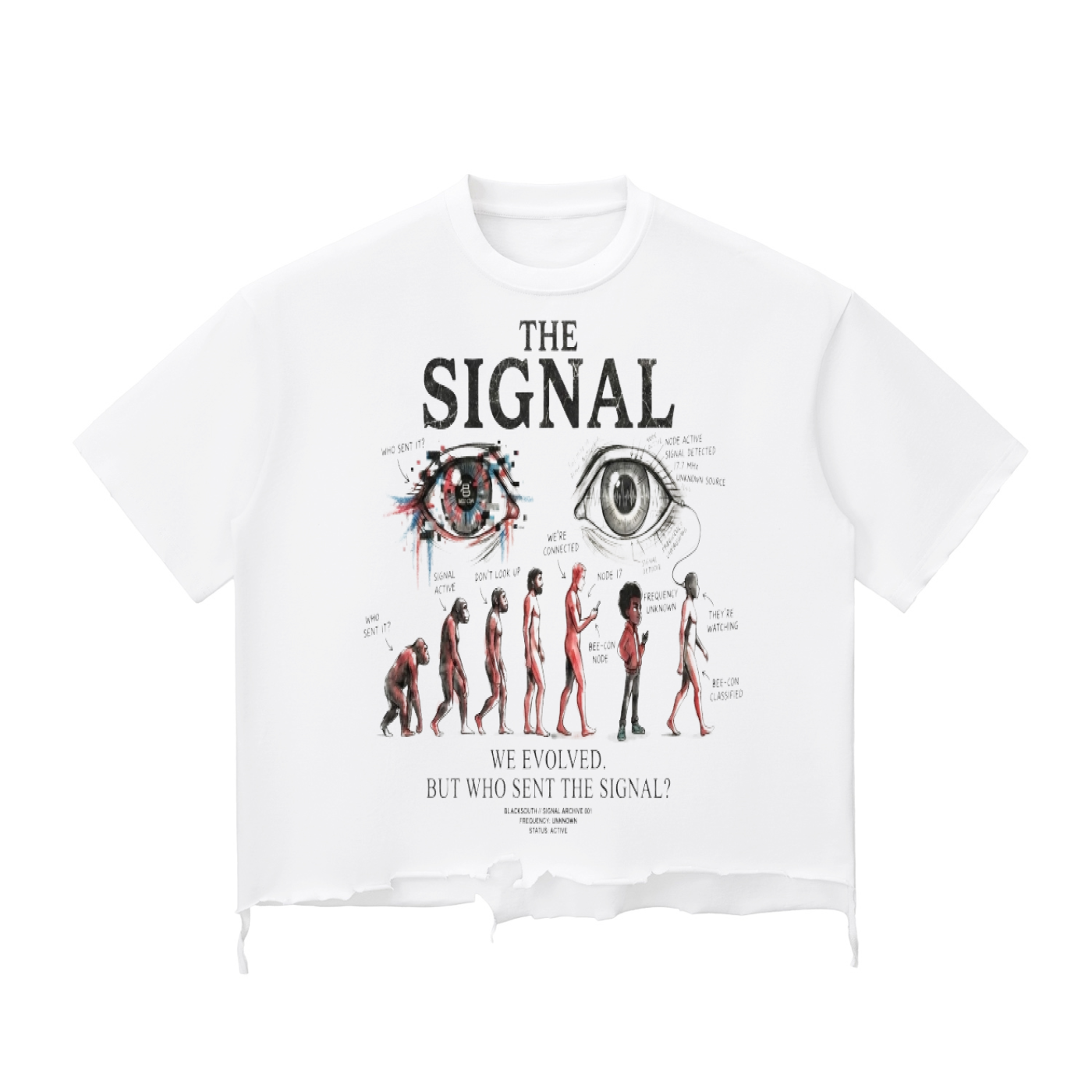 Beesmoove BlackSouth SIGNAL ARCHIVE 001 Wash Raw-Hem Boxy T-shirt