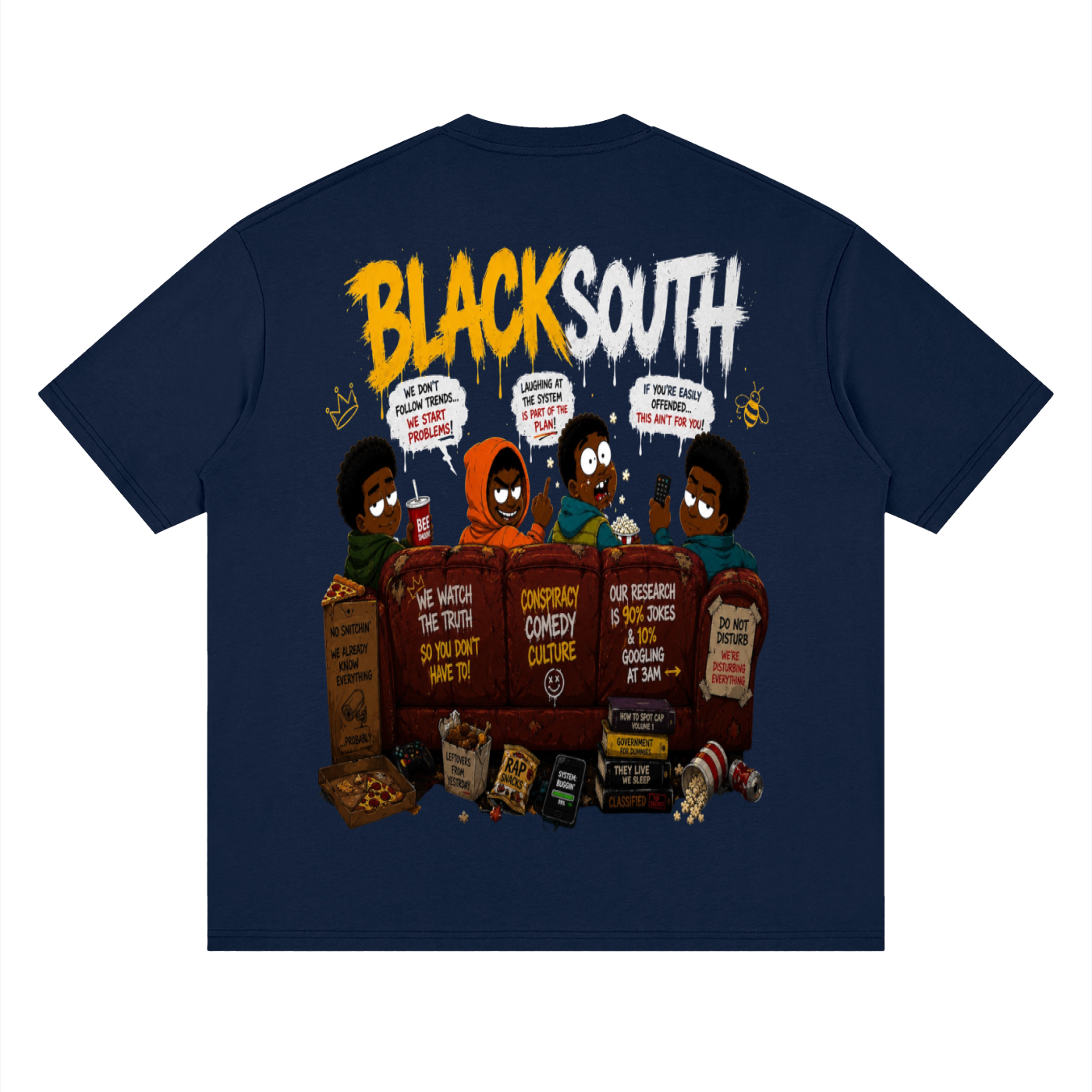 Beesmoove BlackSouth: Couch Chronicles  Loose Drop Shoulder T-Shirt