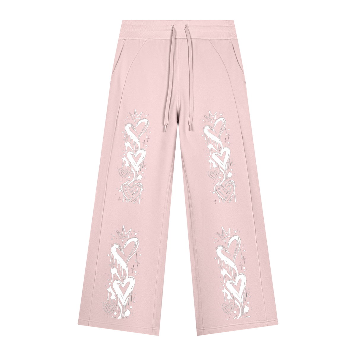 Beesmoove BlackSouth  HEARTBREAK Women's Wide Leg Fleece Sweatpants