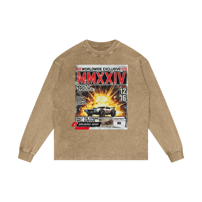 Beesmoove MMXXIV Acid Wash Oversize Long Sleeve T-Shirt - 250 GSM - Beesmoove  Beesmoove Honey-Peach-2XL 58.98