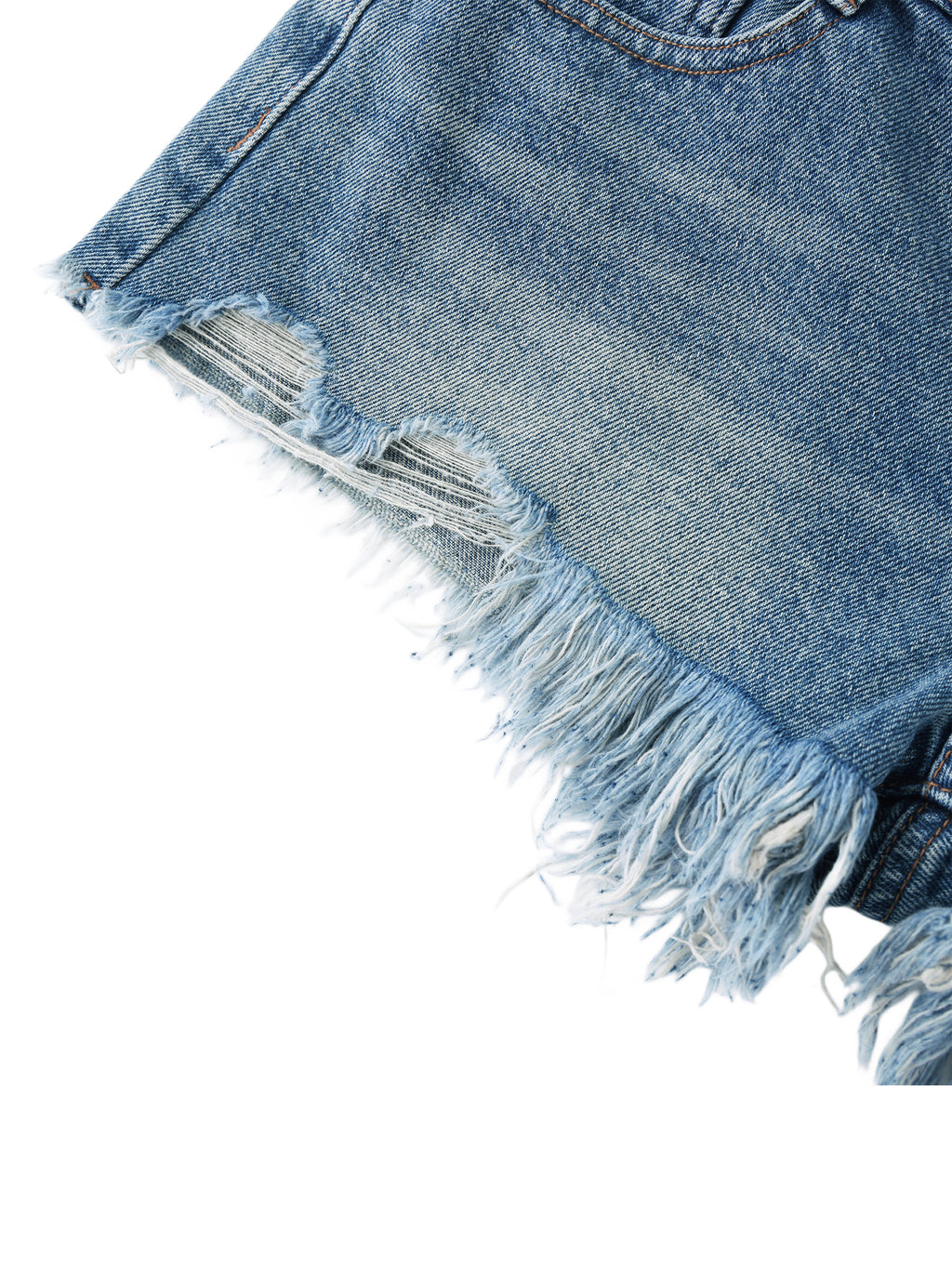BEESMOOVE Women's Vintage Wash  Denim Shorts